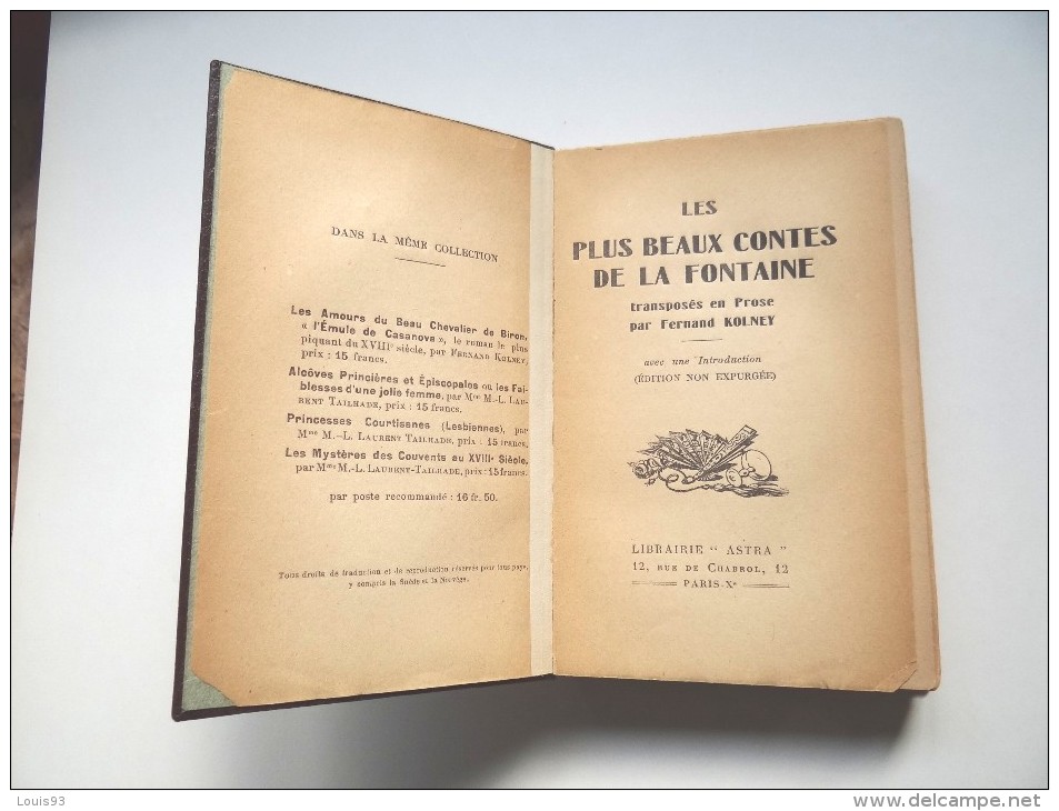 Les Plus Beaux CONTES De Jean De LA FONTAINE. Chefs-d´oeuvre Galants Du XVIIIe Siècle. 50 Contes. - 1901-1940