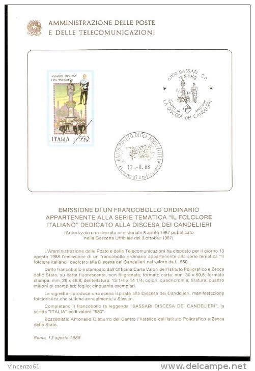 1988 BOLLETTINO Folclore. 7ª Serie. Discesa Dei Candelieri. Sassari. - Altri & Non Classificati