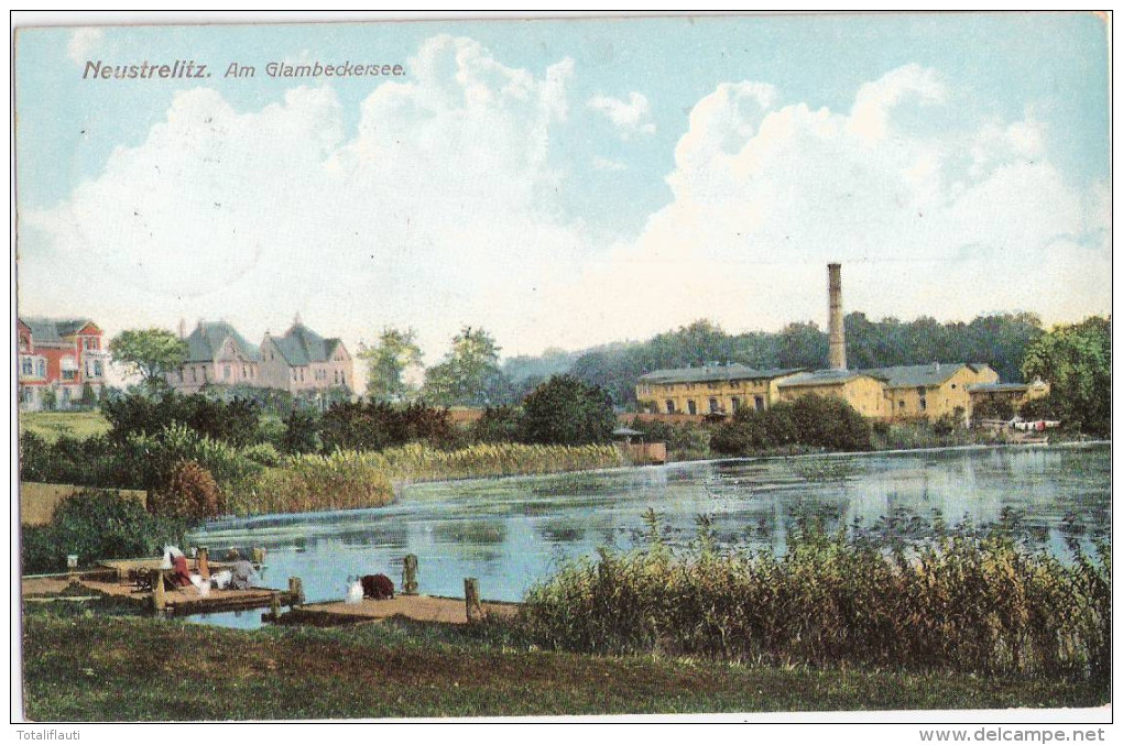 NEUSTRELITZ Am Glambecker See Villen Fabrik Waschmaschine A La Uroma 17.6.1909 Gelaufen - Neustrelitz