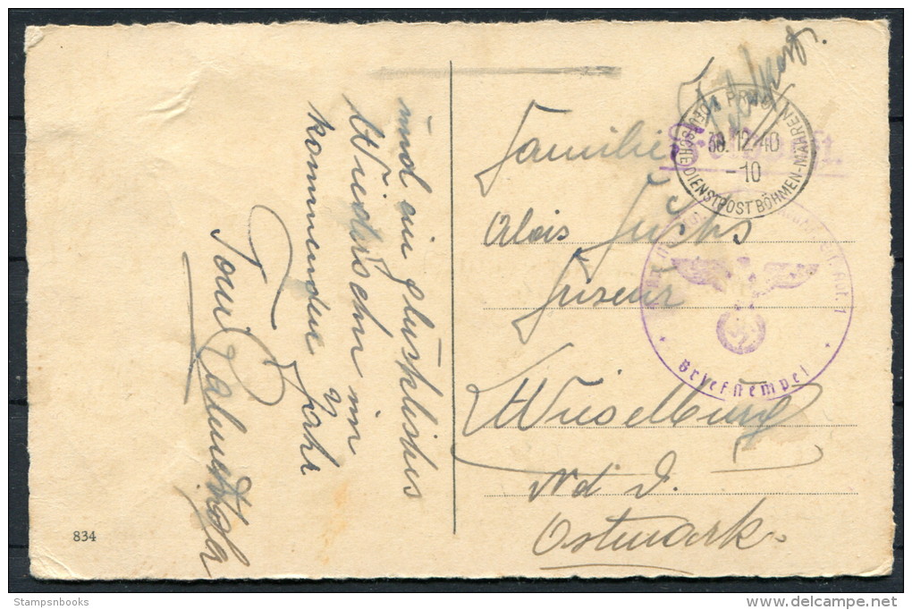 1940 DR Feldpost Postkarte  DDP Bohemia Dienstpost - Briefe U. Dokumente