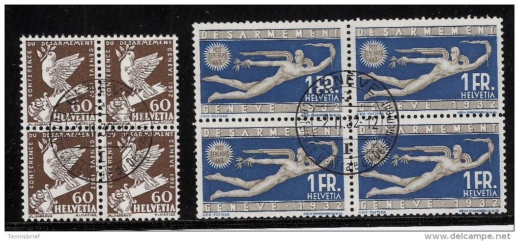 Schweiz, 1932, Abrüstung, 4er Block, Fr. 250.- , S386 - Used Stamps
