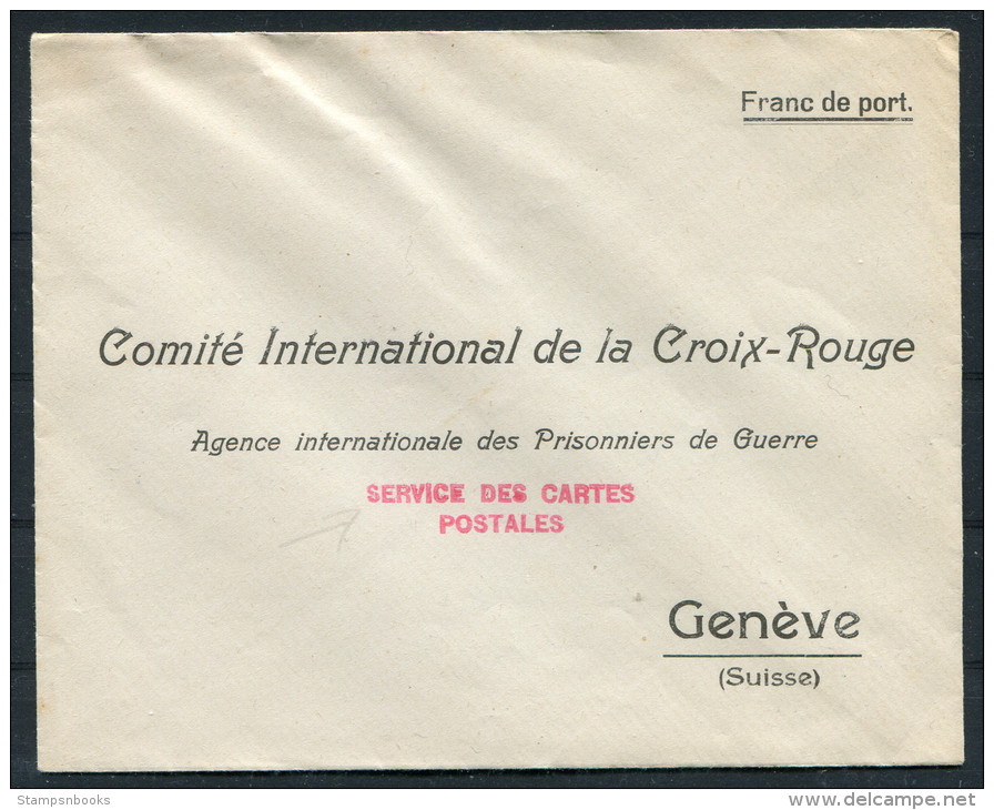 WW1 Geneve Croix-Rouge Red Cross POW Prisonniers De Guerre Envelope - Red Cross