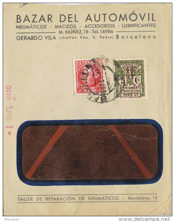 10803. Carta Comercial BARCELONA 1936. Recargo Exposicion - Barcelona