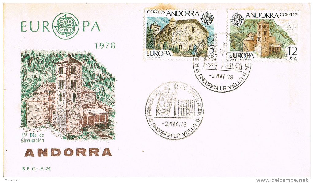 10808. Carta F.D.C. ANDORRA Española 1978. Tema Europa - Lettres & Documents