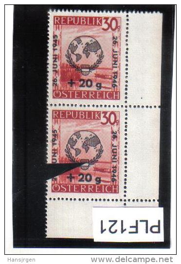 PLF121 ÖSTEREICH 1946 ANK  775 III Michl 771 PLATTENFEHLER 5 Statt 6 STRICHE Im Paar Mit  NORMALER MARKE ** - Variétés & Curiosités