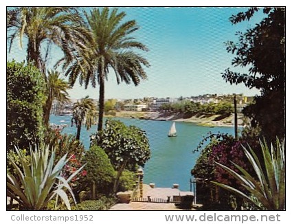 6383- POSTCARD, ASWAN- VIEW OF THE NILE, PANORAMA, BOAT - Assouan