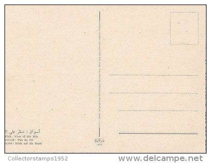 6383- POSTCARD, ASWAN- VIEW OF THE NILE, PANORAMA, BOAT - Assouan