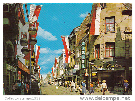 6392- POSTCARD, NEUSS- BUCHEL PEDESTRIAN STREET, STORES - Neuss