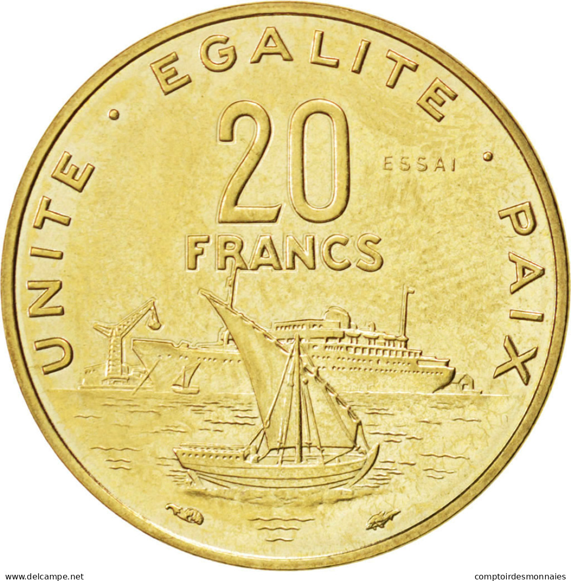 Monnaie, Djibouti, 20 Francs, 1977, SUP+, Bronze-Aluminium, KM:E5 - Djibouti