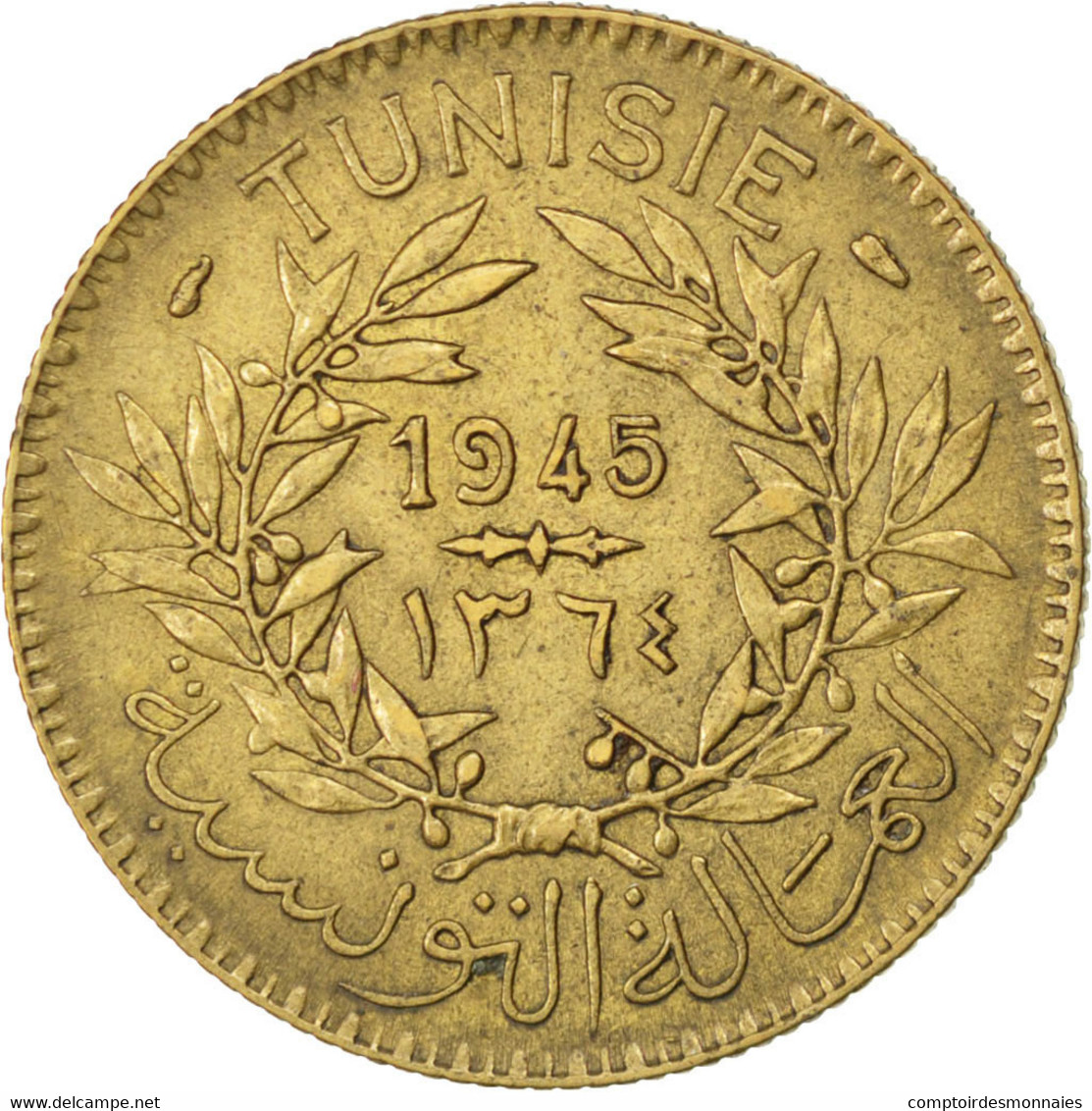 Monnaie, Tunisie, Anonymes, 2 Francs, 1945, TTB, Aluminum-Bronze, KM:248 - Tunisie