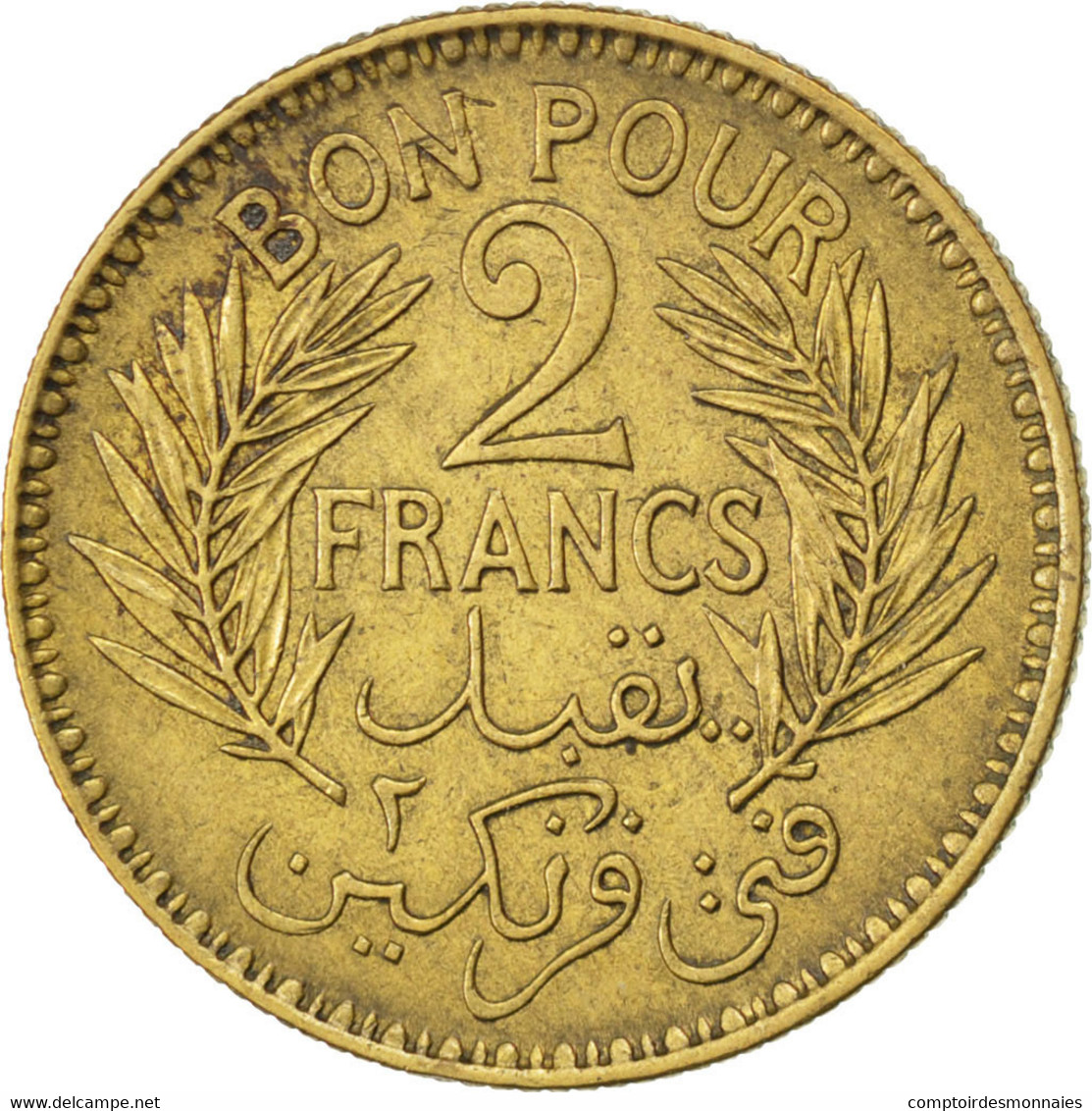 Monnaie, Tunisie, Anonymes, 2 Francs, 1945, TTB, Aluminum-Bronze, KM:248 - Tunisie