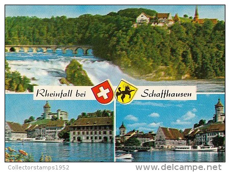 6522- POSTCARD, SCHAFFHAUSEN- WATERFALL, BRIDGE, RIVER BANKS, SHIPS - Other & Unclassified