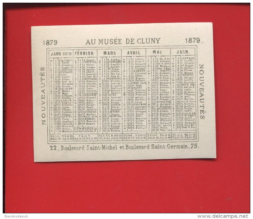 Musee Cluny Paris  Chromo Calendrier Semestriel 1879 Mercure Message Mythologie TESTU MASSIN ? - Kleinformat : ...-1900