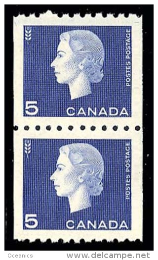 Canada (Scott No. 409 - Elizabeth) [**]  Timbre Roulette / Coil Stamp (Paire / Pair) TB / VF - Neufs