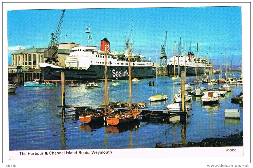 RB 999 - 1979 Postcard - Channel Islands Sealink Ferries &amp; Harbour - Weymouth Dorset - Shipping Theme - Weymouth