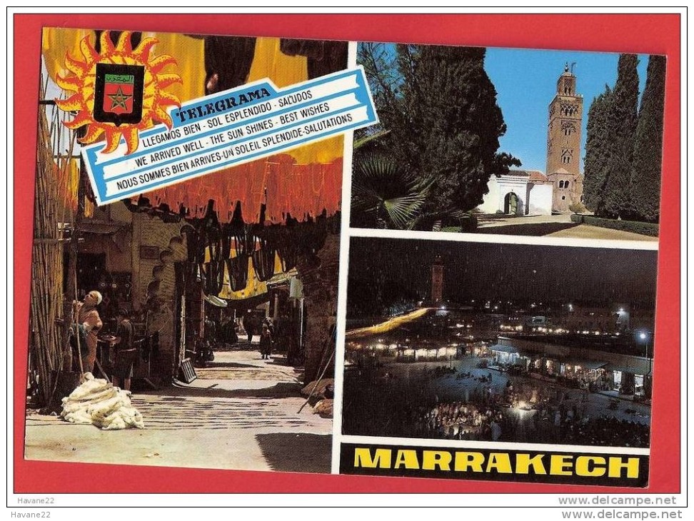 H597  MAROC MARRAKECH MULTI VUES 1981 TIMBRE CACHET FLAMME - Marrakech