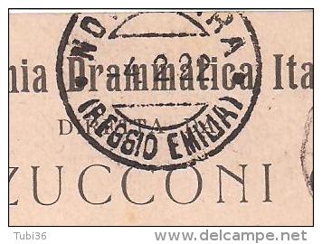 ALDO ZUCCONI GALLI, COMPAGNIA DRAMMATICA ITALIANA, CARTOLINA TIMBRO POSTE COLLECCHIO,1922, PER NOVELLARA - Teatro, Travestimenti & Mascheramenti