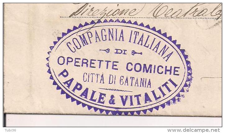 COMPAGNIA ITALIANA OPERETTE COMICHE,CATANIA, PIEGO ILLUSTRATIVO DELLE OPERE,1896,CATANIA -MONZA TONDORIQUADRATO - Teatro, Travestimenti & Mascheramenti