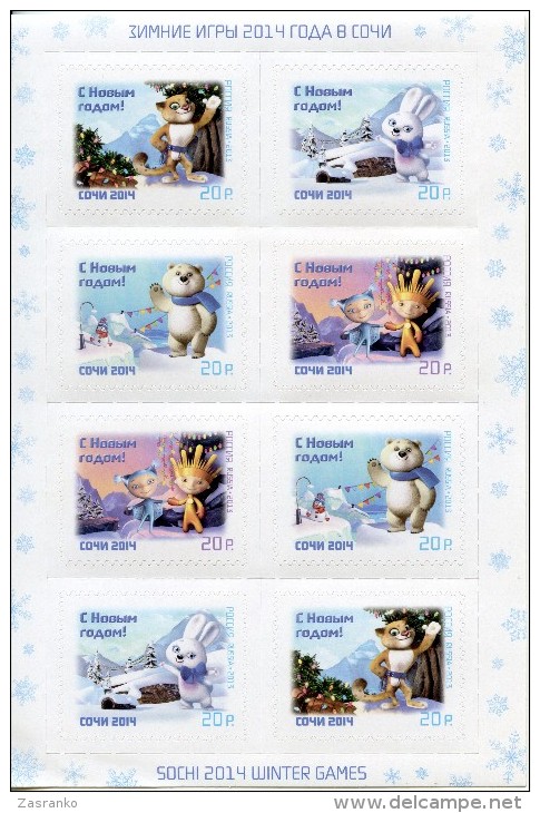 Sochi 2014 Olympic Mascots Mint Stamps Sheet Russia - Winter 2014: Sochi