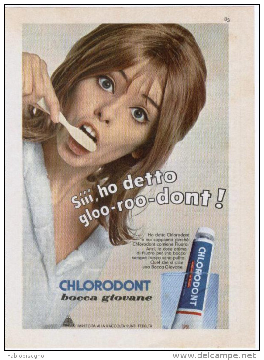 1967 - Dentifricio CHLORODONT - 1 Pubblicità Cm. 13,5 X 18,5 - Revistas