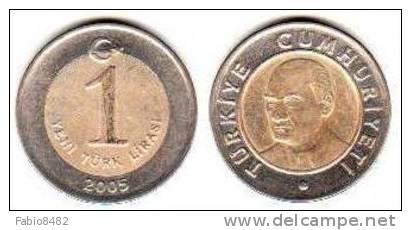 Turchia - Turkey - Turkiye 1 Yeni Turk Lirasi Nuova Lira Turca 2005 VF Moneta Coin Moneda Monnaie - Turkey