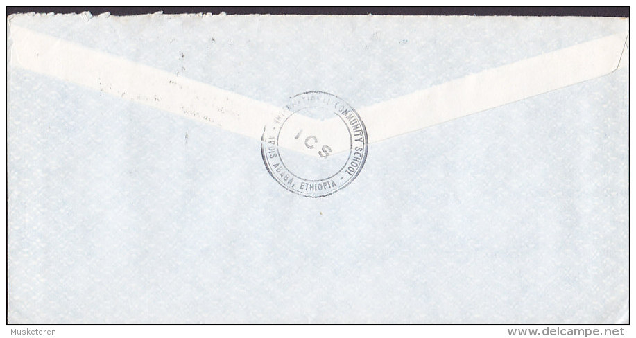 Ethiopia Airmail INTERNATIONAL COMMUNITY SCHOOL 1990 Cover Brief To England Olympic Games Marathon Runner - Äthiopien