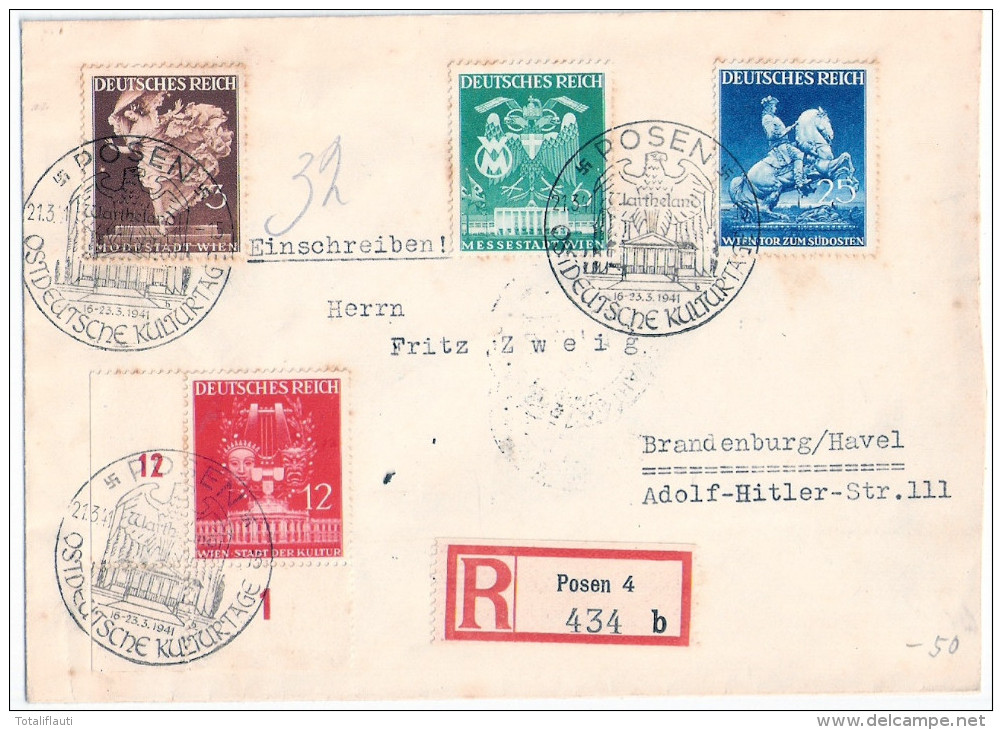 POSEN R - Brief  21.3.1941 Sonderstempel DEUTSCHE KULTURTAGE Nach BRANDENBURG Havel - Briefe U. Dokumente