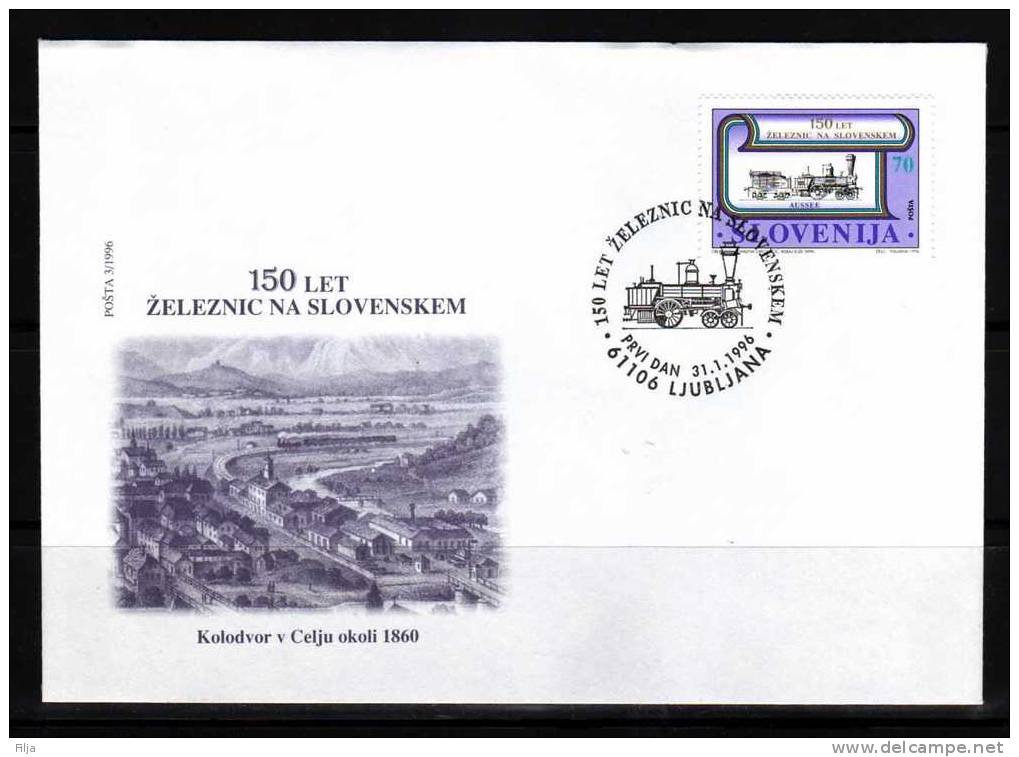 Slovenija 1996 Mi.No.-135 FDC Railways - Eisenbahnen