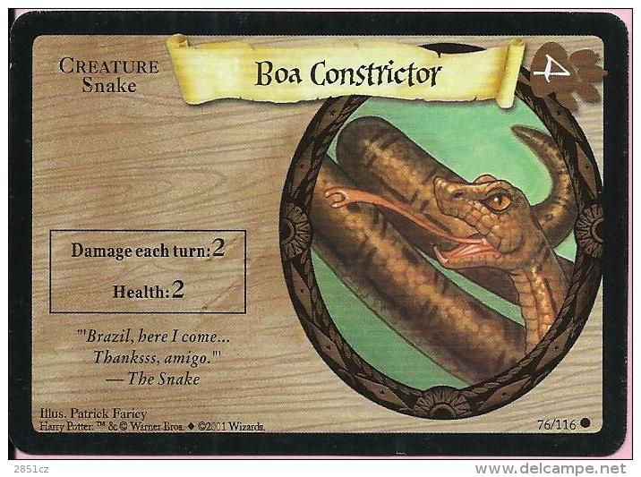 Trading Cards - Harry Potter, 2001., No 76/116 - Boa Constrictor - Harry Potter