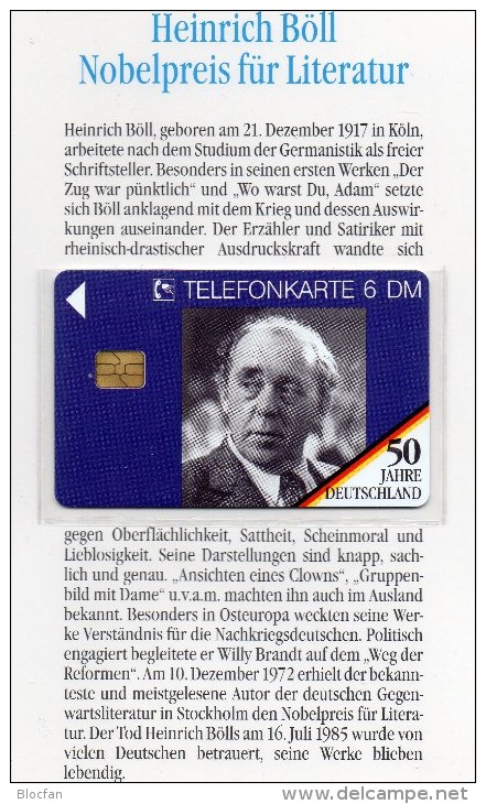 50Jahre Deutschland TK O 033/95 ** 30€ Telefonkarte Nobel-Preis Literatur Schriftsteller Böll Writer Telecard Of Germany - O-Serie : Serie Clienti Esclusi Dal Servizio Delle Collezioni