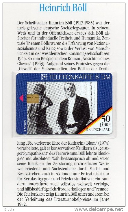 50 Jahre Deutschland TK O 185/97 ** 40€ Telefonkarte Nobel-Preisträger Schriftsteller H.Böll Writer Tele-card Of Germany - O-Series: Kundenserie Vom Sammlerservice Ausgeschlossen