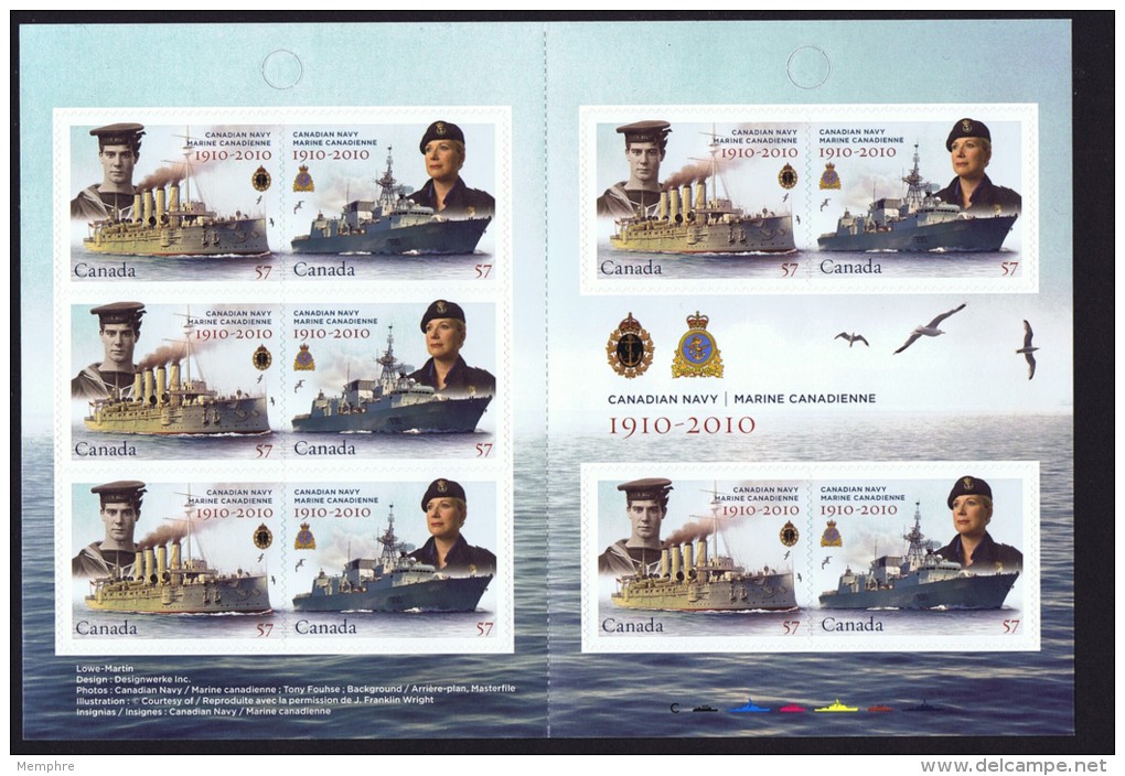 2010  Canadian Navy Centennial  Sc 2386  - BK 428 - Full Booklets