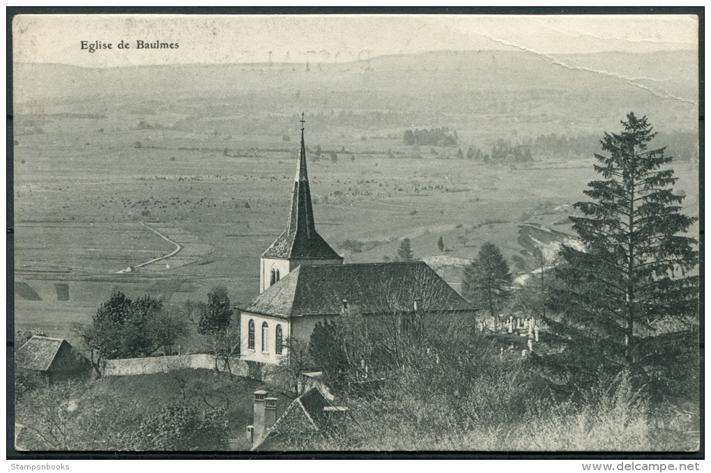 Switzerland Fieldpost Feldpost Post Militaire Bataillon 7 Eglise De Baulmes Postcard - Documents
