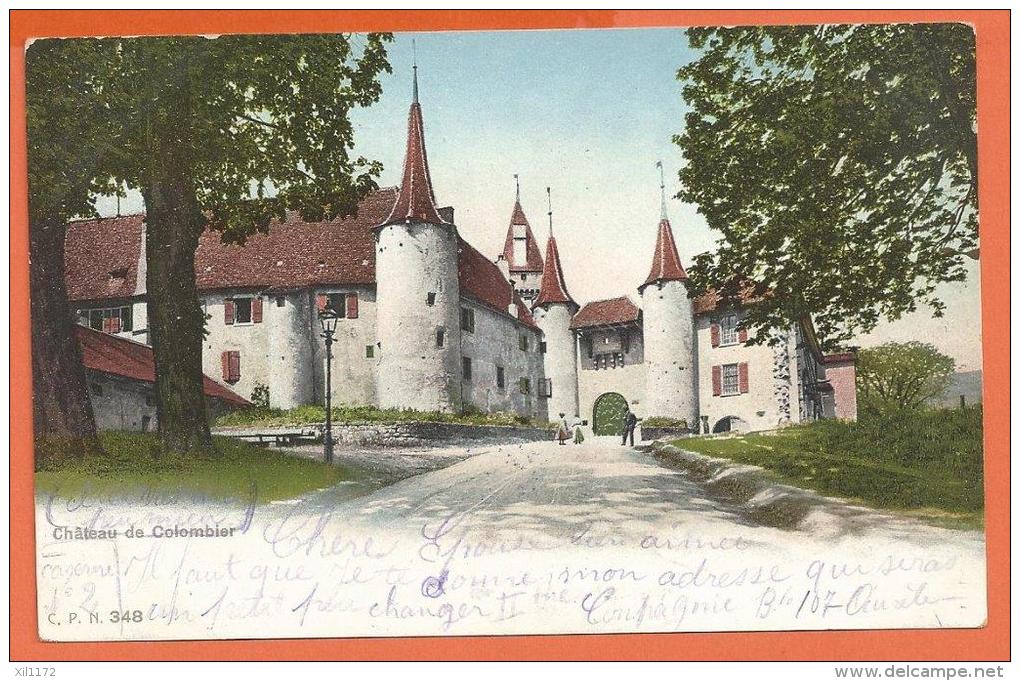 MAI-16 Château De Colombier. Précurseur. Cachet 1904 Et Cachet Militaire Commissariat Fédéral Des Guerres - Colombier