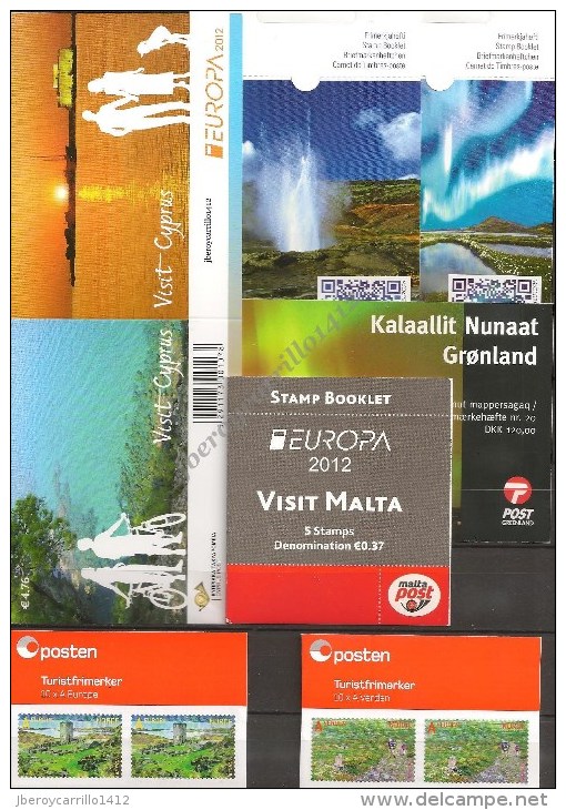 EUROPA 2012- TEMA ANUAL “VISITA.. . . . . "- COLECCIÓN  DE LOS 14 CARNETS  OFICIALES  EMITIDOS POR 12 PAISES - Sammlungen