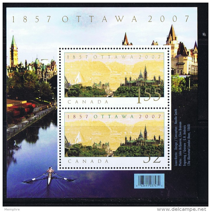 2009  Ottawa Capital Sesquicentennial   Sc 2213 Sheet Of  2 Different ** - Unused Stamps