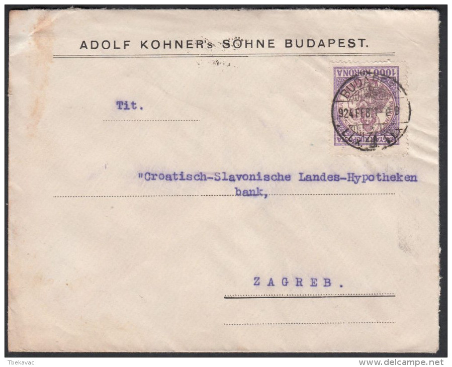 Hungary 1924, Cover Budapest To Zagreb W./postmark Budapest - Lettres & Documents