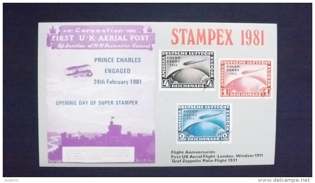 Grossbritannien STAMPEX 1981, Openung Day Of Super STAMPEX, Graf Zeppelin Polar Flight - Fiktive & Specimen