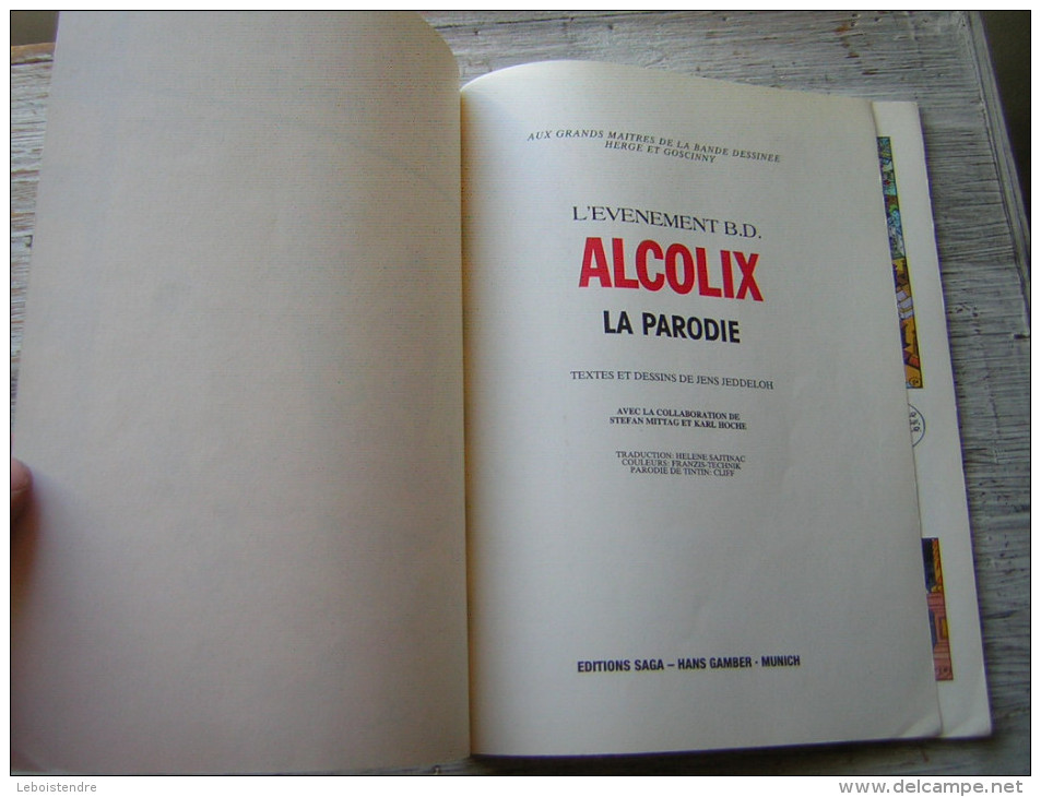 L'EVENEMENT B D  ALCOLIX  LA VRAIE PARODIE   D'ASTERIX  / TINTIN  GAMBER'S N° 2 TEXTE ET DESSINS JENS JEDDELOH  1989 EO - Astérix