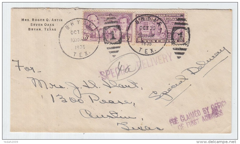 USA SPECAIL DELIVERY COVER 1936 - Lettres & Documents