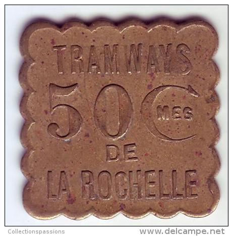 Monnaie De Nécessité - 17 - La Rochelle - Tramways De La Rochelle (contremarque TLR) - 50c - - Monétaires / De Nécessité