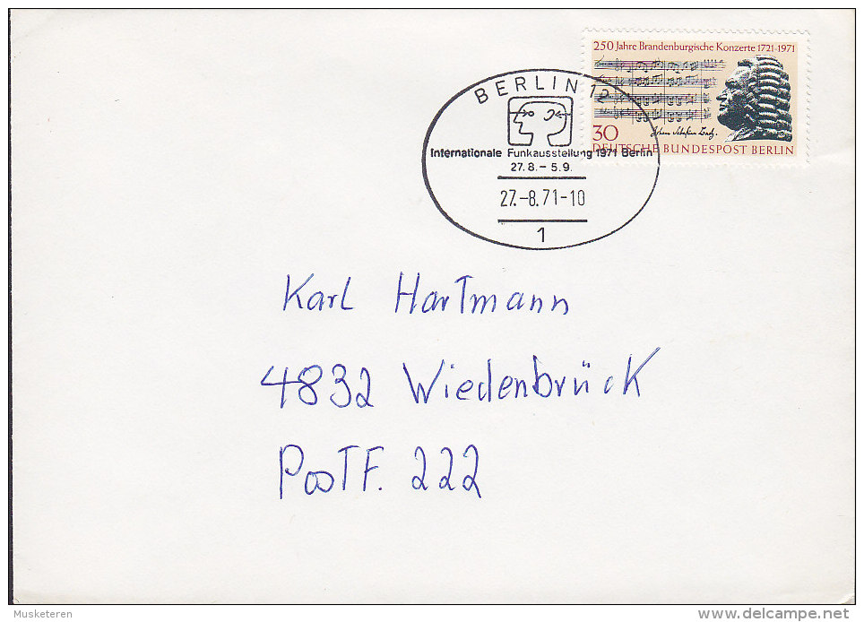 Germany Berlin Sonderstempel BERLIN 1971 Cover Brief Internationale Funkausstellung Johan Sebastian Bach Stamp - Covers & Documents