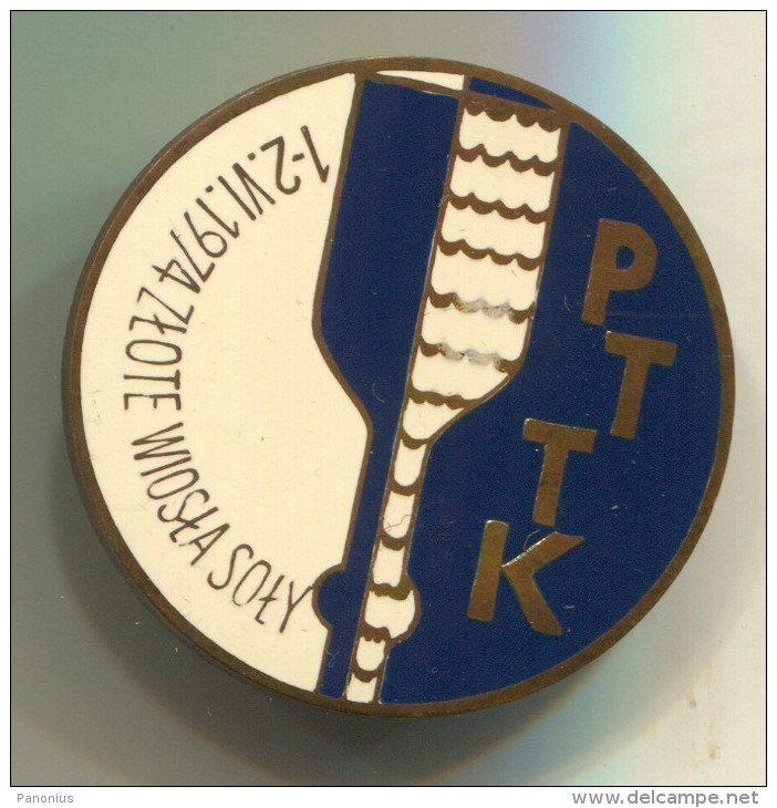 Rowing, Kayak, Canoe - PTTK, Poland, Enamel, Vintage Pin, Badge, Diameter: 35mm - Rowing