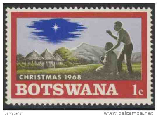 Botswana 1968 Mi 47 YT 199 Sc 47 ** African Family, Huts, Village, Star – Christmas / Dorf, Hütten, Weihnachtsstern - Botswana (1966-...)