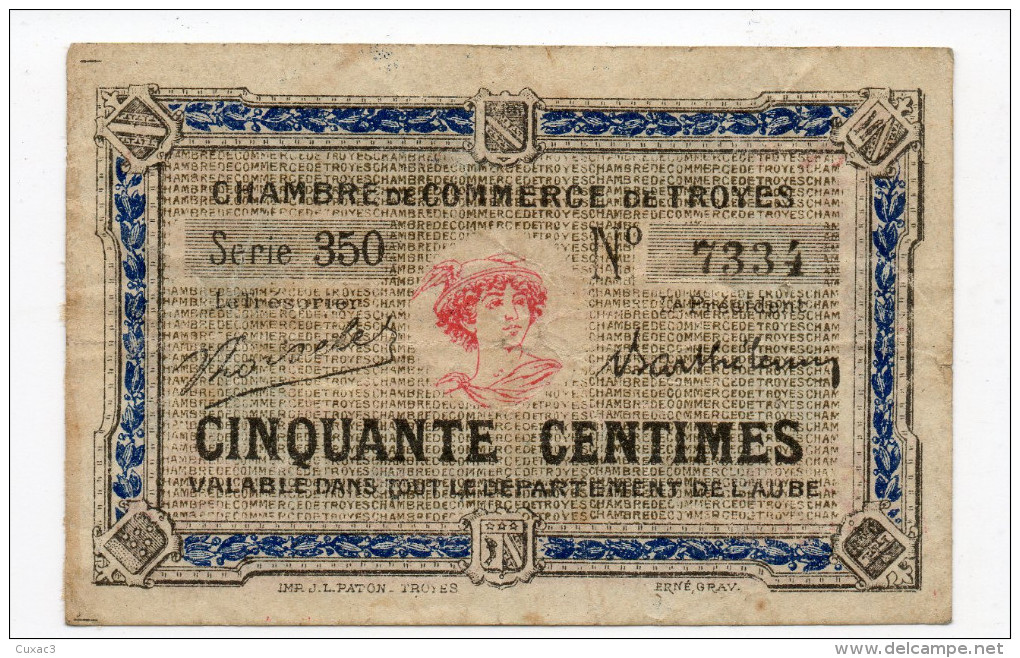 10 Troyes - 50 Centimes - Cámara De Comercio