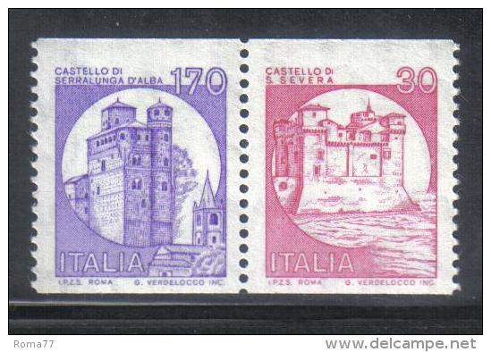 W223 - REPUBBLICA 1980 Castelli Francobolli In Bobina : Coppia 170+30 Lire  ***  MNH - 1971-80: Neufs