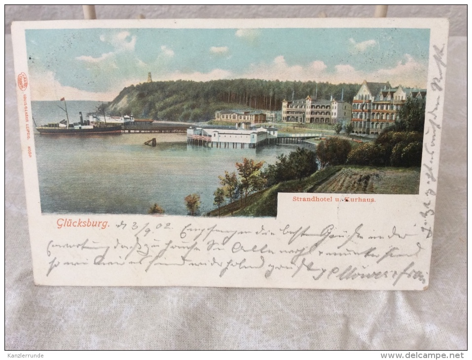 Glücksburg Postkarte Ansichtskarte Lithographie AK 1902 Nach Harburg - Gluecksburg