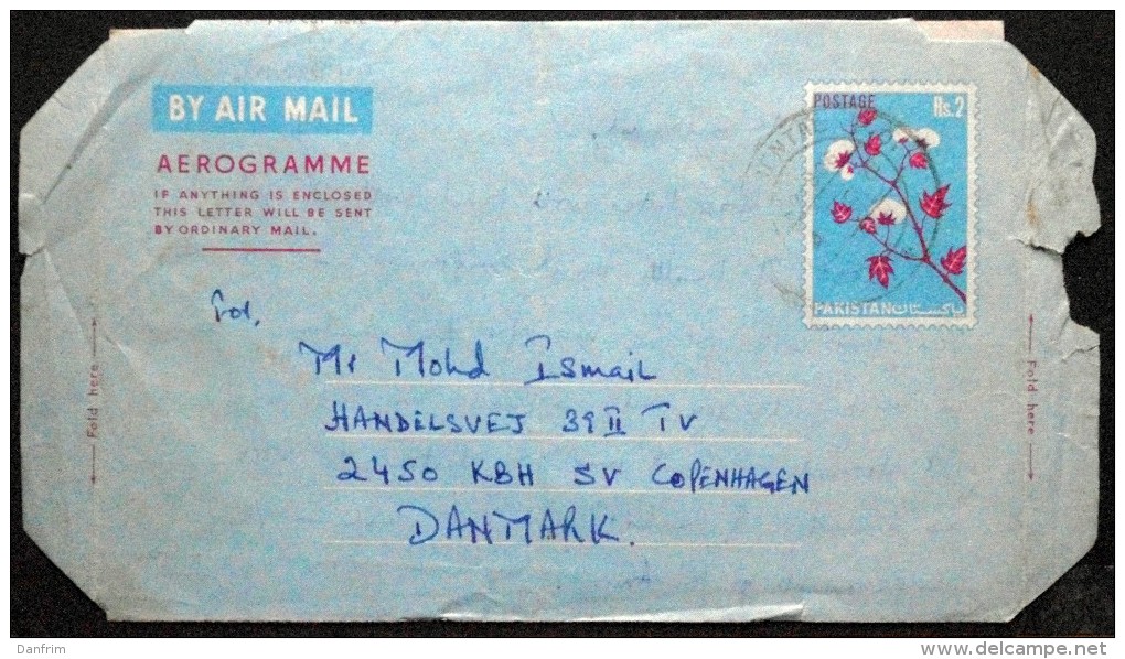 Pakistan Aerogramme To Denmark ( Lot 4543 ) - Pakistan