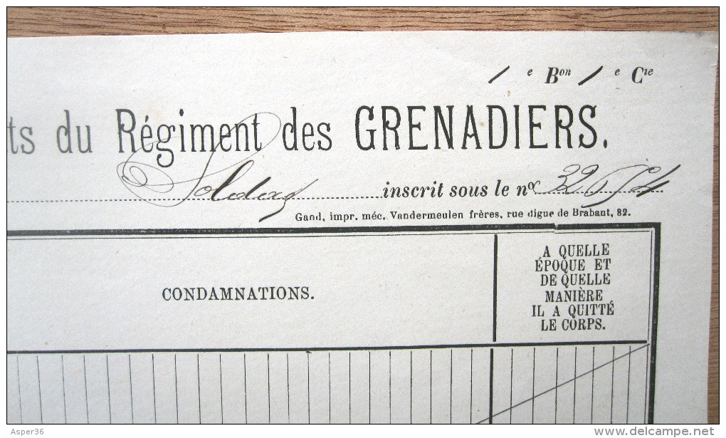 Régiment Des Grenadiers, Soldat Jospin Florimond, Né à Montignies Sur Roc En 1862 - Autres & Non Classés