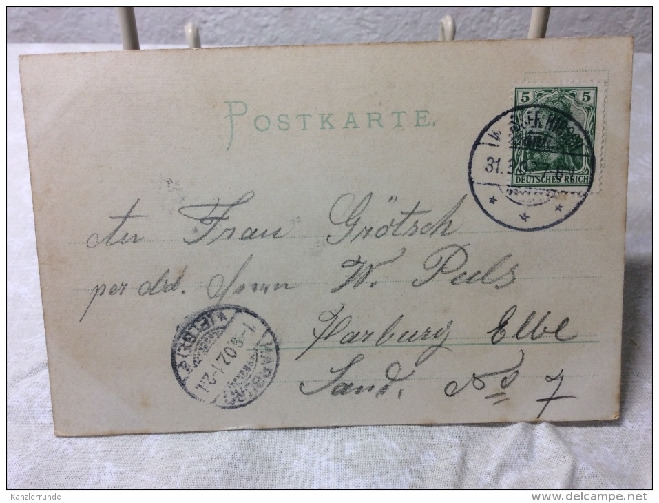 Dresden Loschwitz Luisenhof Seidenkarte Gruß Vom Postkarte Ansichtskarte AK 1902 Nach Harburg - Dippoldiswalde